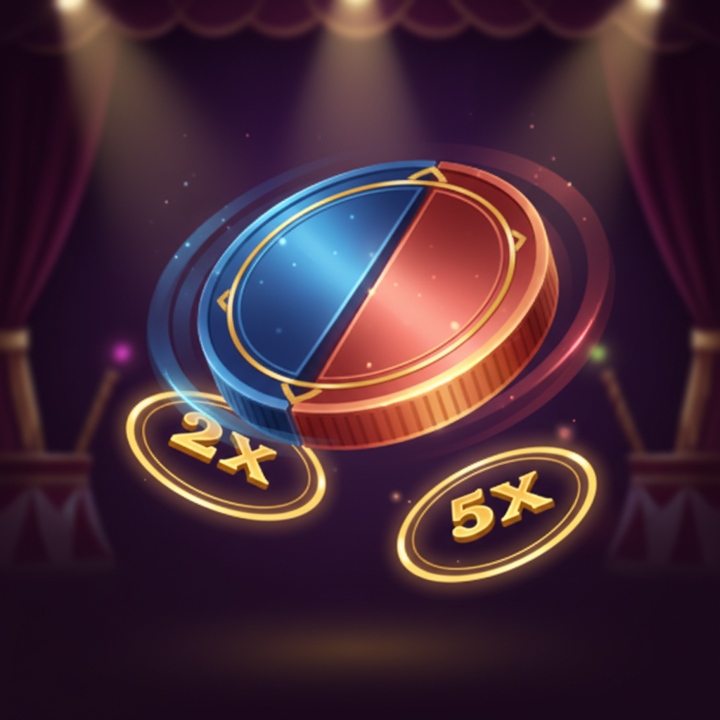 Moneta Coin Flip blu e rossa durante il gioco