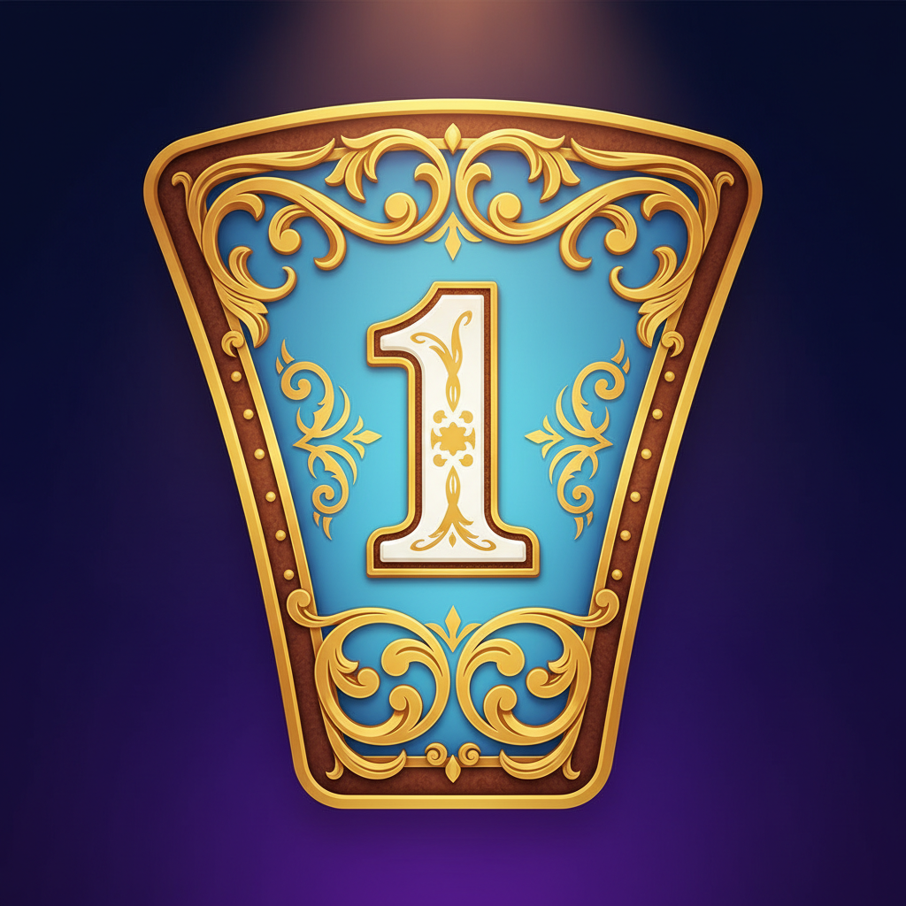 Segmento numero 1 blu chiaro con decorazioni dorate