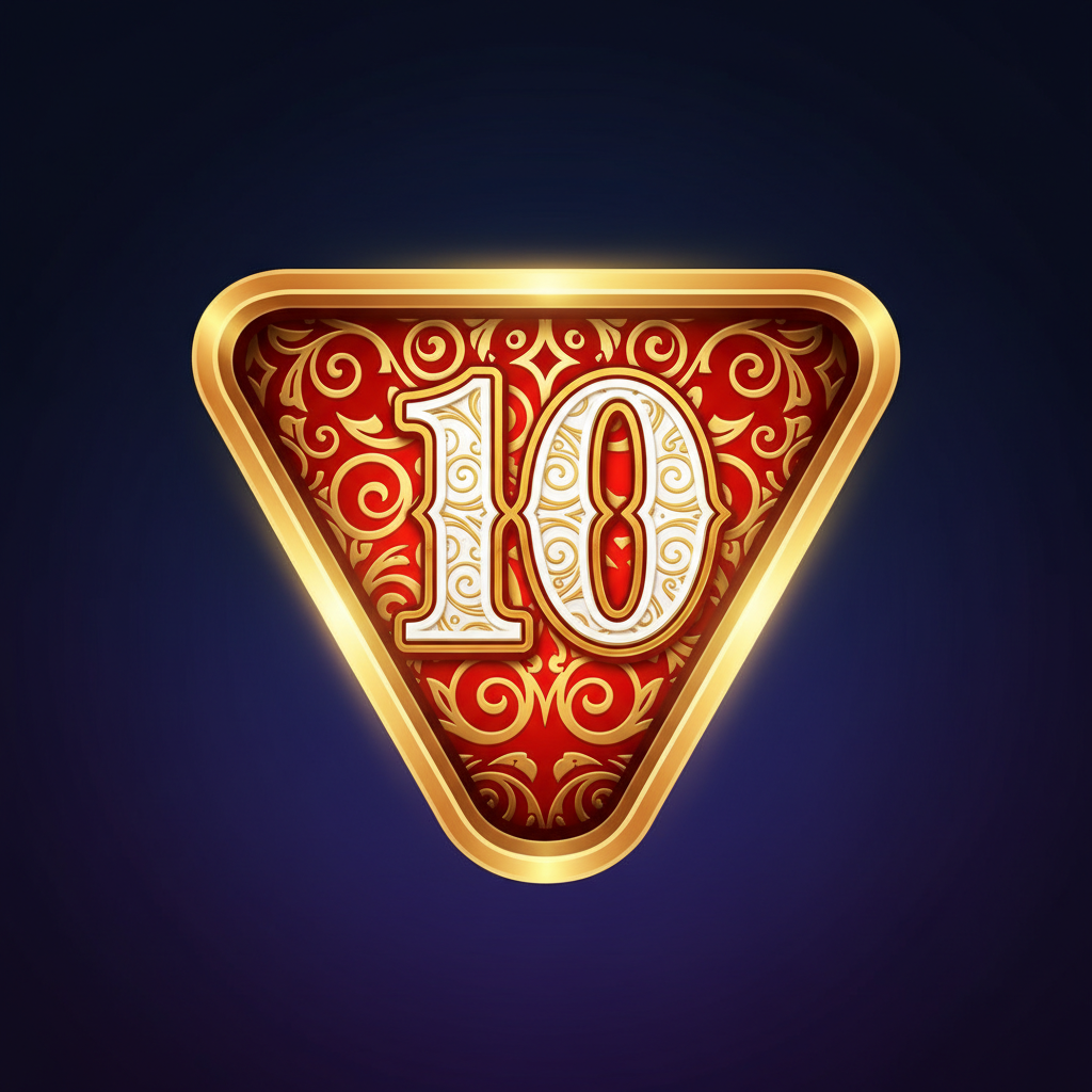 Segmento numero 10 rosso con decorazioni dorate