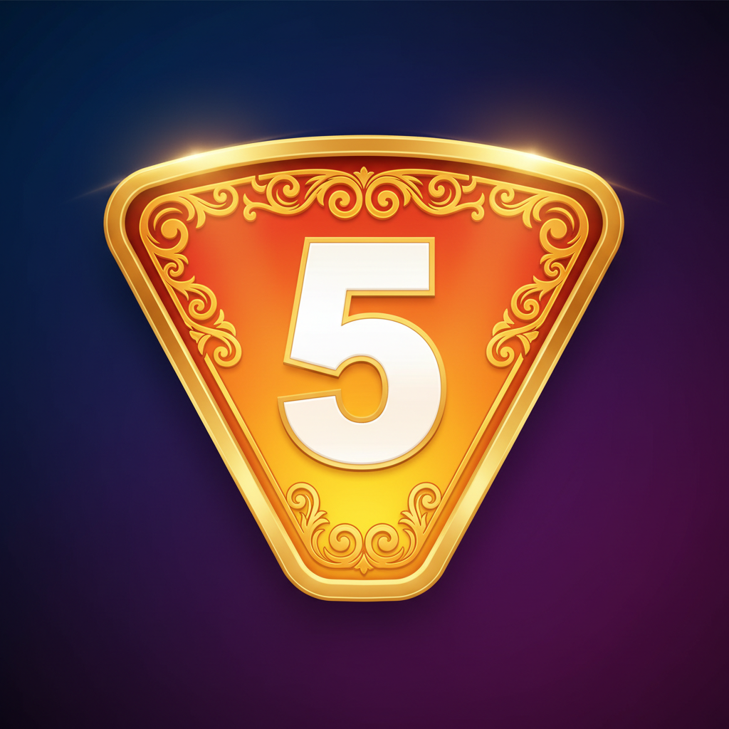 Segmento numero 5 arancio-giallo con decorazioni dorate